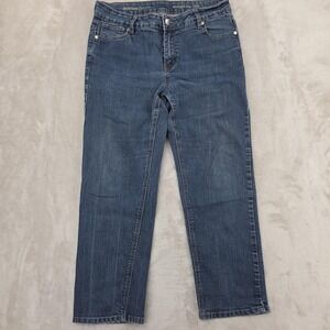Avenue Denim Jeans Womens 14P Blue High Rise Straight Leg Stretch Petite Denim